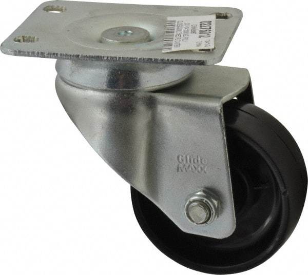Value Collection - 3" Diam x 1-1/4" Wide x 4-1/8" OAH Top Plate Mount Swivel Caster - Polyolefin, 180 Lb Capacity, Plain Bearing, 2-7/8 x 3-5/8" Plate - Benchmark Tooling