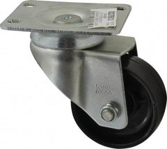 Value Collection - 3" Diam x 1-1/4" Wide x 4-1/8" OAH Top Plate Mount Swivel Caster - Polyolefin, 180 Lb Capacity, Plain Bearing, 2-7/8 x 3-5/8" Plate - Benchmark Tooling