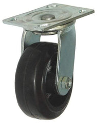 Value Collection - 5" Diam x 2" Wide x 6-1/2" OAH Top Plate Mount Swivel Caster - Hard Rubber, 350 Lb Capacity, Roller Bearing, 4 x 4-1/2" Plate - Benchmark Tooling