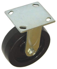 Value Collection - 4" Diam x 2" Wide x 5-5/8" OAH Top Plate Mount Rigid Caster - Phenolic, 800 Lb Capacity, Roller Bearing, 4 x 4-1/2" Plate - Benchmark Tooling