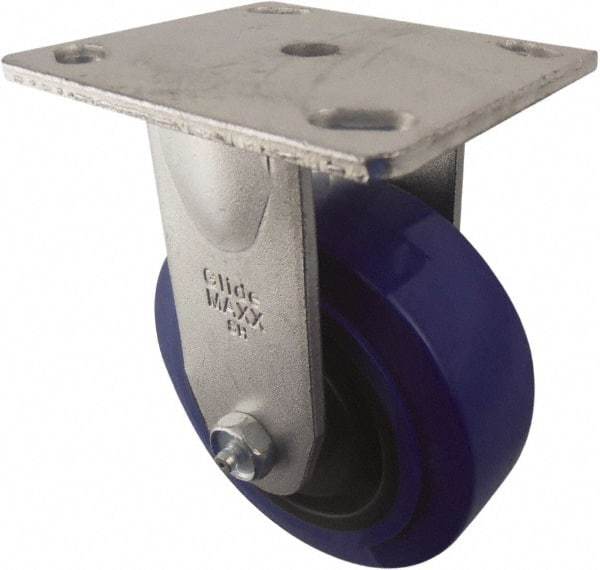 Value Collection - 5" Diam x 2" Wide x 6-1/2" OAH Top Plate Mount Rigid Caster - Polypropylene, 580 Lb Capacity, Roller Bearing, 4 x 4-1/2" Plate - Benchmark Tooling