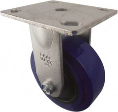 Value Collection - 5" Diam x 2" Wide x 6-1/2" OAH Top Plate Mount Rigid Caster - Polypropylene, 580 Lb Capacity, Roller Bearing, 4 x 4-1/2" Plate - Benchmark Tooling
