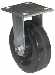 Value Collection - 4" Diam x 1-1/2" Wide x 5-5/8" OAH Top Plate Mount Rigid Caster - Phenolic, 600 Lb Capacity, Roller Bearing, 4 x 4-1/2" Plate - Benchmark Tooling