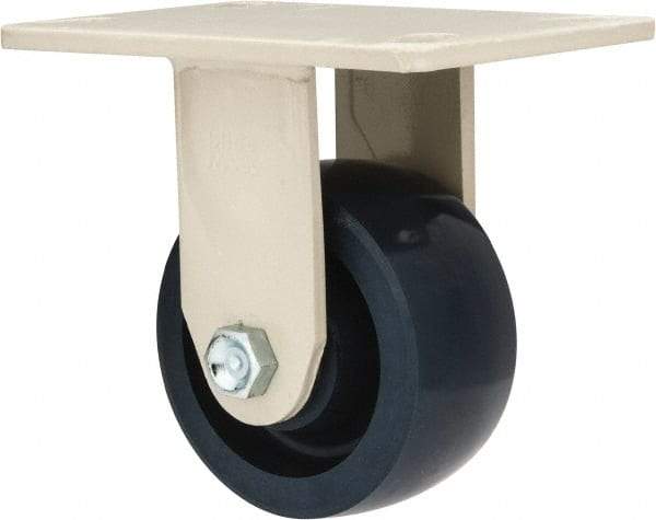 Value Collection - 4" Diam x 2" Wide x 5-5/8" OAH Top Plate Mount Rigid Caster - Polyurethane, 600 Lb Capacity, Roller Bearing, 4-1/2 x 6-1/4" Plate - Benchmark Tooling
