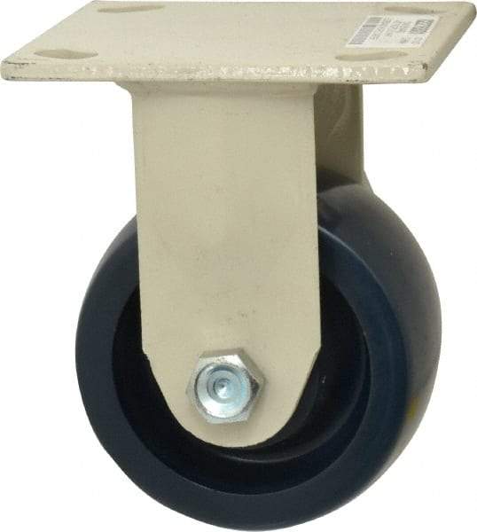 Value Collection - 4" Diam x 2" Wide x 5-5/8" OAH Top Plate Mount Rigid Caster - Polyurethane, 600 Lb Capacity, Delrin Bearing, 4 x 4-1/2" Plate - Benchmark Tooling