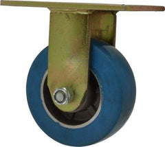 Value Collection - 5" Diam x 2" Wide x 6-1/2" OAH Top Plate Mount Rigid Caster - Polyurethane, 880 Lb Capacity, Roller Bearing, 4-1/2 x 6-1/4" Plate - Benchmark Tooling