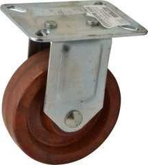 Value Collection - 4" Diam x 1-1/4" Wide x 5-1/8" OAH Top Plate Mount Rigid Caster - Phenolic, 375 Lb Capacity, Plain Bearing, 3-1/4 x 4" Plate - Benchmark Tooling