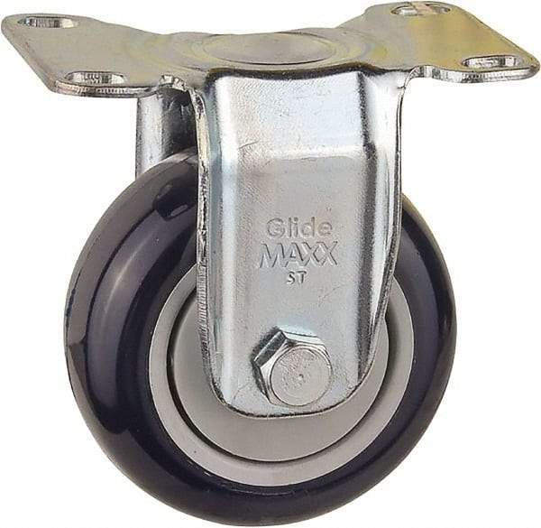 Value Collection - 3" Diam x 1-1/4" Wide x 3-3/4" OAH Top Plate Mount Rigid Caster - Polyurethane, 210 Lb Capacity, Ball Bearing, 3-5/8 x 2-7/8" Plate - Benchmark Tooling