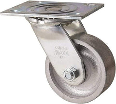 Value Collection - 4" Diam x 1-1/2" Wide x 5" OAH Top Plate Mount Swivel Caster - Semi-Steel, 400 Lb Capacity, Plain Bearing, 4 x 5" Plate - Benchmark Tooling