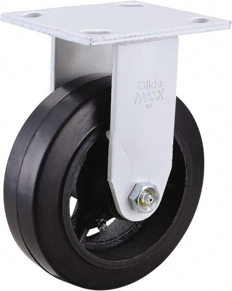Value Collection - 6" Diam x 2" Wide x 7-1/2" OAH Top Plate Mount Rigid Caster - Hard Rubber, 410 Lb Capacity, Roller Bearing, 4 x 4-1/2" Plate - Benchmark Tooling