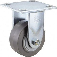 Value Collection - 4" Diam x 2" Wide x 5-5/8" OAH Top Plate Mount Rigid Caster - TPR, 300 Lb Capacity, Roller Bearing, 4 x 4-1/2" Plate - Benchmark Tooling