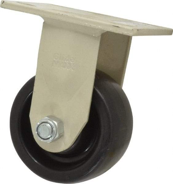 Value Collection - 4" Diam x 2" Wide x 5-5/8" OAH Top Plate Mount Rigid Caster - Polypropylene, 400 Lb Capacity, Roller Bearing, 4 x 4-1/2" Plate - Benchmark Tooling