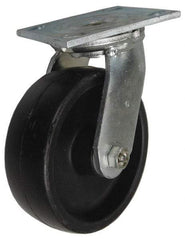 Value Collection - 4" Diam x 2" Wide x 5-5/8" OAH Top Plate Mount Swivel Caster - Polypropylene, 400 Lb Capacity, Roller Bearing, 4 x 4-1/2" Plate - Benchmark Tooling