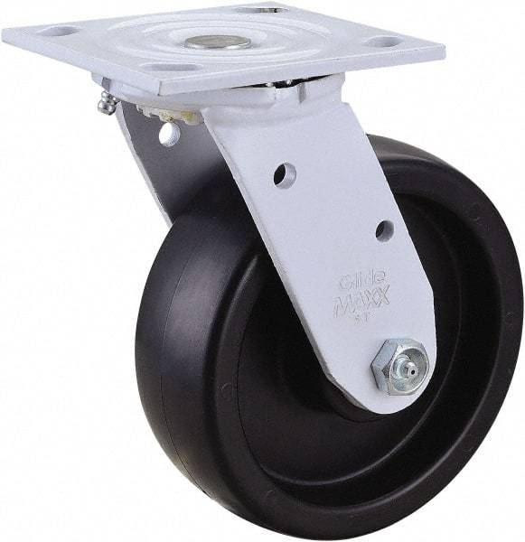 Value Collection - 6" Diam x 2" Wide, Polyolefin Swivel Caster - 650 Lb Capacity, Top Plate Mount, 4" x 4-1/2" Plate, Plain Bearing - Benchmark Tooling