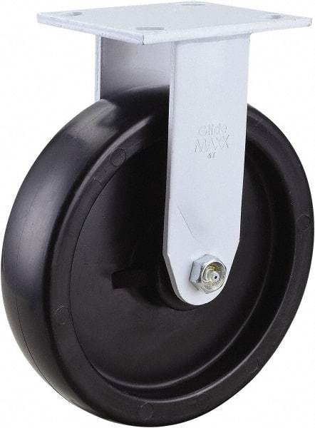 Value Collection - 8" Diam x 2" Wide x 9-1/2" OAH Top Plate Mount Rigid Caster - Polypropylene, 800 Lb Capacity, Roller Bearing, 4 x 4-1/2" Plate - Benchmark Tooling