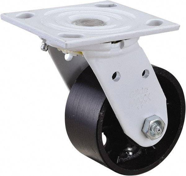 Value Collection - 4" Diam x 2" Wide x 5-5/8" OAH Top Plate Mount Swivel Caster - Semi-Steel, 1,000 Lb Capacity, Plain Bearing, 4 x 4-1/2" Plate - Benchmark Tooling