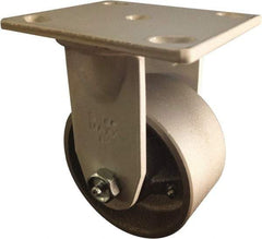 Value Collection - 4" Diam x 2" Wide x 5-5/8" OAH Top Plate Mount Rigid Caster - Semi-Steel, 1,000 Lb Capacity, Roller Bearing, 4 x 4-1/2" Plate - Benchmark Tooling