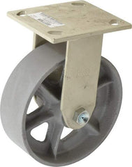 Value Collection - 6" Diam x 2" Wide, Semi-Steel Rigid Caster - 1,200 Lb Capacity, Top Plate Mount, 4" x 4-1/2" Plate, Plain Bearing - Benchmark Tooling