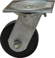 Value Collection - 4" Diam x 1-1/2" Wide x 5-5/8" OAH Top Plate Mount Swivel Caster - Rubber, 250 Lb Capacity, Roller Bearing, 4 x 4-1/2" Plate - Benchmark Tooling