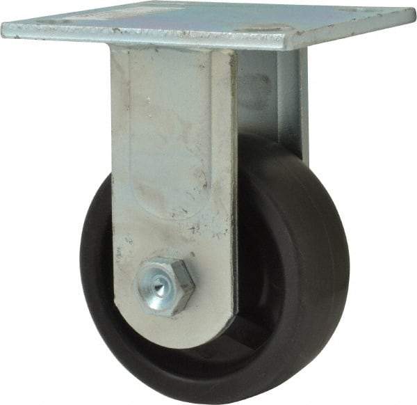 Value Collection - 4" Diam x 1-1/2" Wide x 5-5/8" OAH Top Plate Mount Rigid Caster - Polypropylene, 400 Lb Capacity, Roller Bearing, 4 x 4-1/2" Plate - Benchmark Tooling
