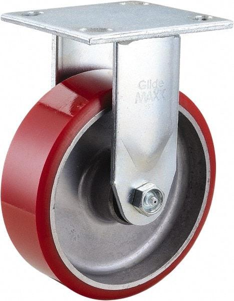 Value Collection - 6" Diam x 2" Wide x 7-1/2" OAH Top Plate Mount Rigid Caster - Polyurethane, 990 Lb Capacity, Roller Bearing, 4 x 4-1/2" Plate - Benchmark Tooling