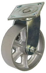 Value Collection - 4" Diam x 2" Wide x 5-5/8" OAH Top Plate Mount Swivel Caster - Semi-Steel, 1,000 Lb Capacity, Roller Bearing, 4 x 4-1/2" Plate - Benchmark Tooling