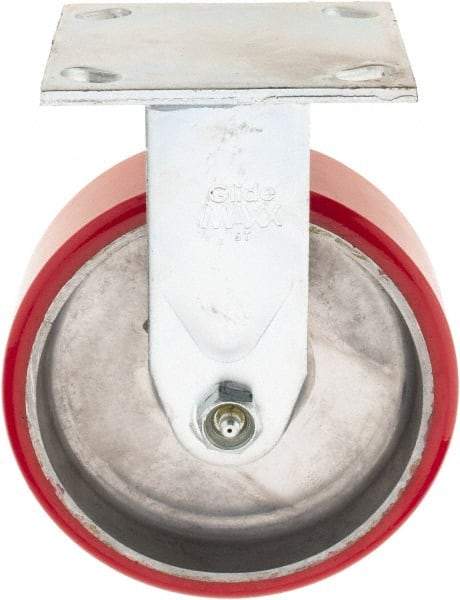 Value Collection - 6" Diam x 2" Wide x 7-1/2" OAH Top Plate Mount Rigid Caster - Polyurethane, 1,100 Lb Capacity, Roller Bearing, 4 x 4-1/2" Plate - Benchmark Tooling