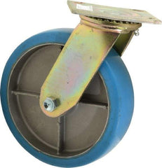 Value Collection - 8" Diam x 2" Wide x 9-1/2" OAH Top Plate Mount Swivel Caster - Polyurethane, 1,100 Lb Capacity, Roller Bearing, 4 x 4-1/2" Plate - Benchmark Tooling
