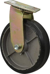 Value Collection - 8" Diam x 2" Wide x 9-1/2" OAH Top Plate Mount Swivel Caster - Soft Rubber, 600 Lb Capacity, Roller Bearing, 4 x 4-1/2" Plate - Benchmark Tooling