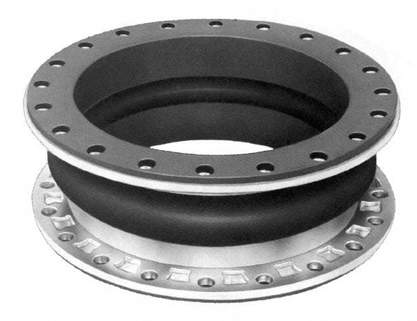 Mercer Rubber - 2" Pipe, Natural Rubber Single Arch Pipe Expansion Joint - 6" Long, 3/4" Extension, 1-3/4" Compression, 220 Max psi, Flanged - Benchmark Tooling