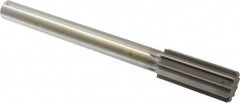 Made in USA - 1-3/8" High Speed Steel 10 Flute Chucking Reamer - Straight Flute, 1" Straight Shank, 3-1/4" Flute Length, 12" OAL - Benchmark Tooling