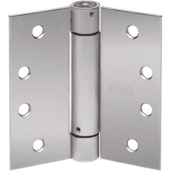 Stanley - 4" Long x 4" Wide Grade 1 304 Stainless Steel Full Mortise Spring Commercial Hinge - Benchmark Tooling