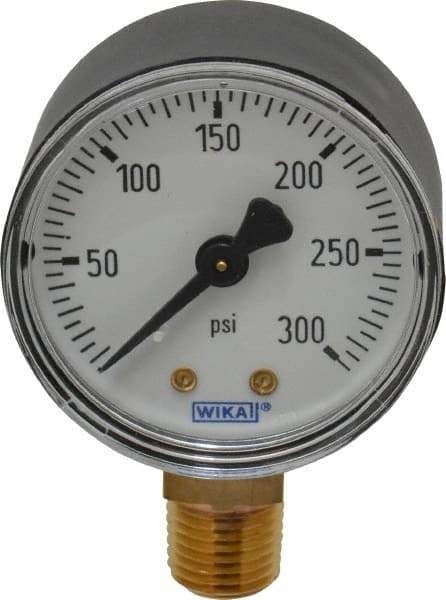 Wika - 2" Dial, 1/4 Thread, 0-300 Scale Range, Pressure Gauge - Lower Connection Mount, Accurate to 3-2-3% of Scale - Benchmark Tooling