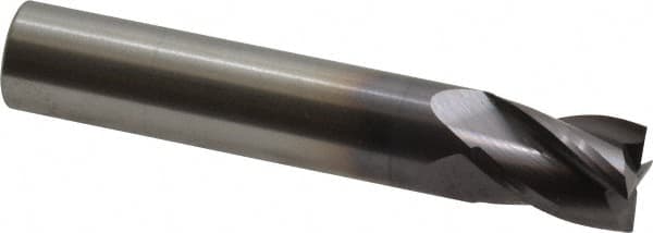 M.A. Ford - 7/16", 5/8" LOC, 7/16" Shank Diam, 2-1/2" OAL, 4 Flute, Solid Carbide Square End Mill - Single End, TiAlN Finish, Spiral Flute, 30° Helix, Centercutting, Right Hand Cut, Right Hand Flute, Series 163 - Benchmark Tooling