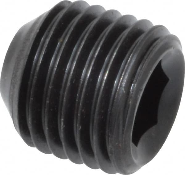 Value Collection - 3/8-24 UNF, 3/8" OAL, Flat Point Set Screw - Grade 8 Alloy Steel, 3/16" Key - Benchmark Tooling