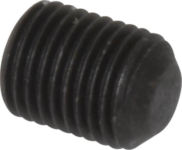 Value Collection - 3/8-24 UNF, 1/2" OAL, Flat Point Set Screw - Grade 8 Alloy Steel, 3/16" Key - Benchmark Tooling