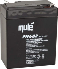 Mule - Lead-Acid, Quick-Disconnect Tab Terminal, 6 Volt, 8 Amp, Lead Rechargeable Battery - 6.35mm Tab Width x 0.8mm Tab Thickness, 2.2" Wide x 4.61" High x 3.86" Deep - Benchmark Tooling