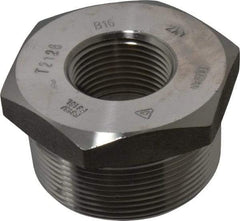 Merit Brass - 2 x 1" Grade 316/316L Stainless Steel Pipe Hex Bushing - MNPT x FNPT End Connections, 3,000 psi - Benchmark Tooling