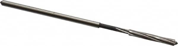 Interstate - 1/8" High Speed Steel Chucking Reamer - Spiral Flute, 0.119" Straight Shank, 7/8" Flute Length, 3-1/2" OAL - Benchmark Tooling