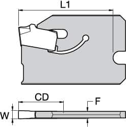 Kennametal - 3/4" Blade Height, 0.0669" Blade Width, 1" OAL, Neutral Cut, Single End Indexable Cut-Off Blade - 16mm Max Depth of Cut, A2BHSN Blade - Benchmark Tooling