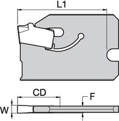 Kennametal - 3/4" Blade Height, 0.0669" Blade Width, 1" OAL, Neutral Cut, Single End Indexable Cut-Off Blade - 16mm Max Depth of Cut, A2BHSN Blade - Benchmark Tooling