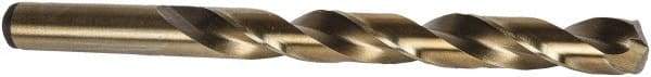 Precision Twist Drill - 43/64" 135° Cobalt Jobber Drill - Oxide/Gold Finish, Right Hand Cut, Spiral Flute, Straight Shank, 7-5/8" OAL, Split Point - Benchmark Tooling