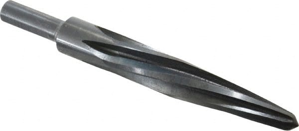 Made in USA - 13/16" Reamer Diam, 7/16" Small End Diam, 1/2" Diam Straight Shank, 4-1/2" Flute, Bridge Reamer - Benchmark Tooling