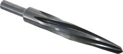 Made in USA - 13/16" Reamer Diam, 7/16" Small End Diam, 1/2" Diam Straight Shank, 4-1/2" Flute, Bridge Reamer - Benchmark Tooling
