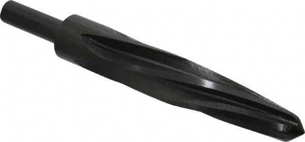 Made in USA - 15/16" Reamer Diam, 9/16" Small End Diam, 1/2" Diam Straight Shank, 5" Flute, Bridge Reamer - Benchmark Tooling