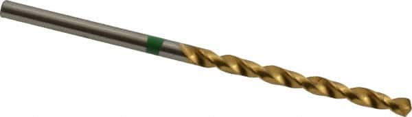 Accupro - #39 135° Cobalt Jobber Drill - TiN Finish, Right Hand Cut, Spiral Flute, Straight Shank, 57mm OAL, Split Point - Benchmark Tooling