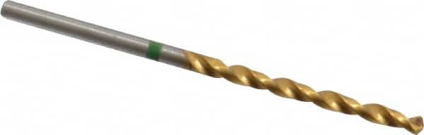 Accupro - #37 135° Cobalt Jobber Drill - TiN Finish, Right Hand Cut, Spiral Flute, Straight Shank, 57mm OAL, Split Point - Benchmark Tooling