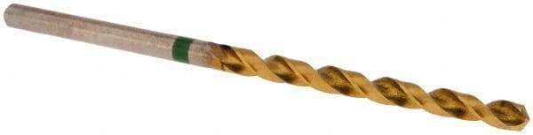 Accupro - 7/64" 135° Cobalt Jobber Drill - TiN Finish, Right Hand Cut, Spiral Flute, Straight Shank, 61mm OAL, Split Point - Benchmark Tooling