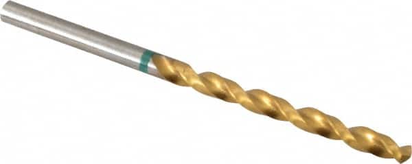 Accupro - 3.7mm 135° Cobalt Jobber Drill - TiN Finish, Right Hand Cut, Spiral Flute, Straight Shank, 70mm OAL, Split Point - Benchmark Tooling