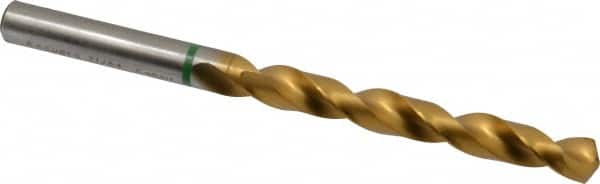 Accupro - 21/64" 135° Cobalt Jobber Drill - TiN Finish, Right Hand Cut, Spiral Flute, Straight Shank, 117mm OAL, Split Point - Benchmark Tooling